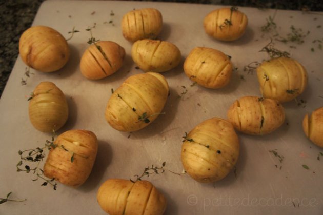Sliced potatoes before baking
