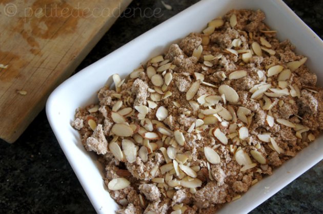 Crumble assembled before baking