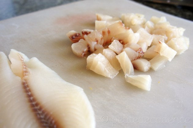Fish fillets in cubes