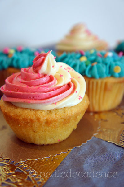 Vanilla cupcake with two tone frosting