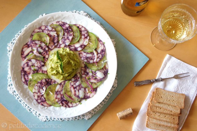 Octopus and green tomato carpaccio