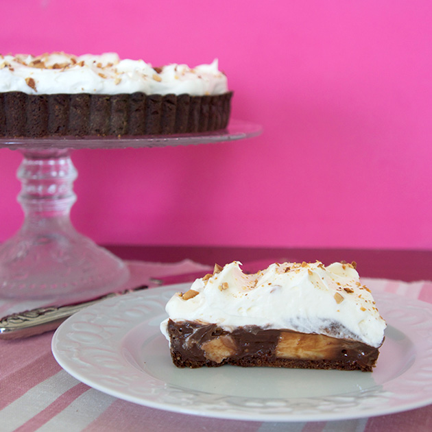 Chocolate banana almond tart